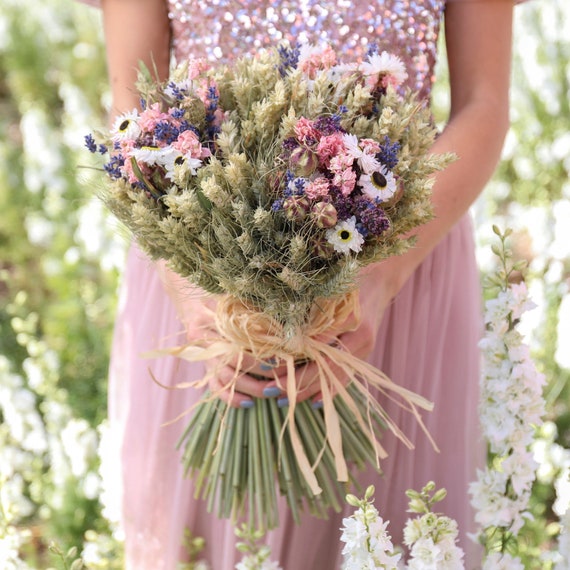 Country Garden Dried Flower Sheaf Handmade British Dried Flower