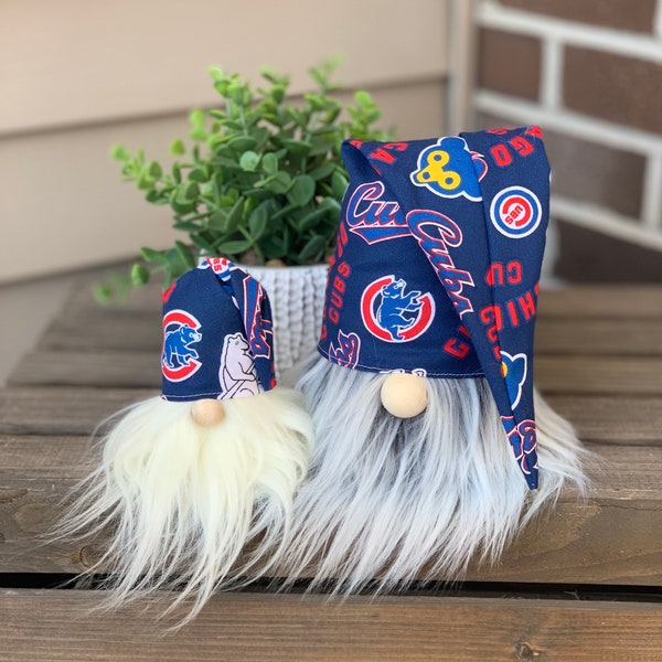 Cub the Chicago baseball gnome | tiered tray | gnome | baseball decor | chicago sports | ornament | sports gnome | baseball team decor