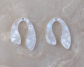 White Acrylic U-Shaped Pendants: Modern Earring Making (Set of 10)