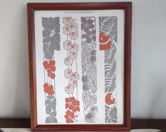 Art Nouveau Floral Print: Nasturtiums from Dekorative Vorbilder, Cherry Wood Frame