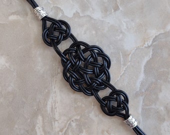 Handmade Celtic Knot Leather Bracelet: Irish Woven Jewelry