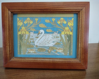 Swans and Irises Print, Maurice Pillard Verneuil, detail from L'animal dans la Décoration, 5x7 standing frame, tabletop frame, Art Nouveau