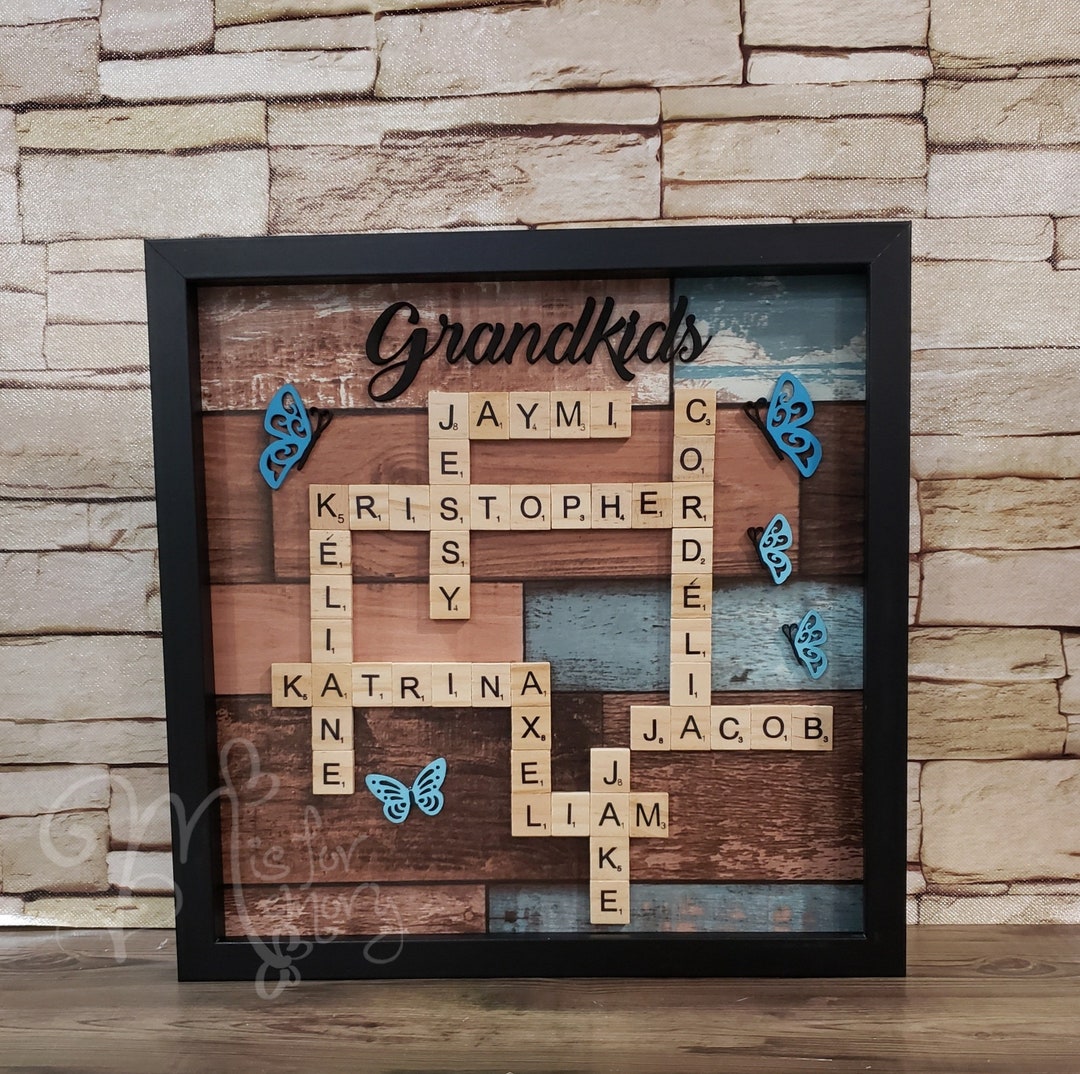 Scrabble Family Name Frame Art, Family Tree Wall Art, Scrabble Tile