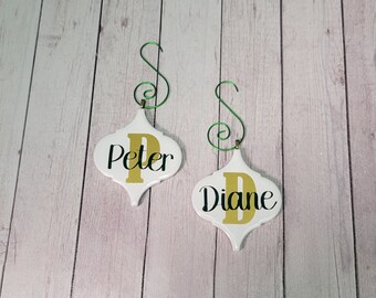 Adorno navideño personalizado, decoración para árbol de Navidad, adorno navideño con azulejos arabescos, regalo de Navidad para anfitrión, decoraciones navideñas