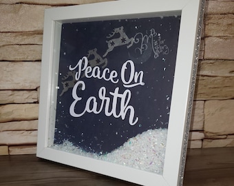 Christmas Shadow Box, Christmas Frame, Christmas Decoration, Holiday Gift for Her, Hostess Gift, Peace on Earth