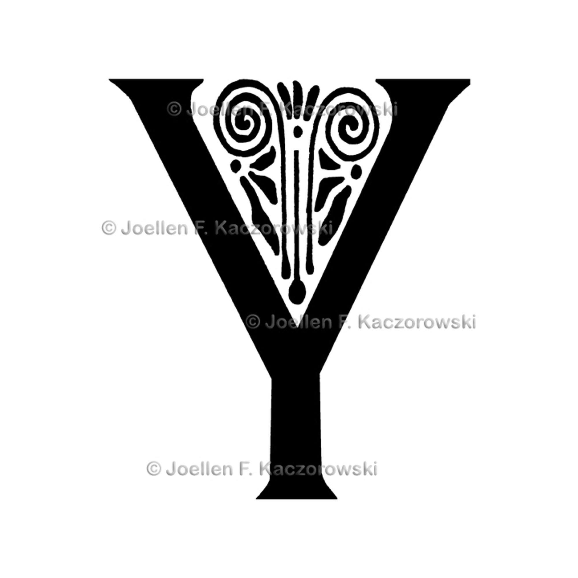 Printable Wall Art Y Initial monogram Calligraphy Art | Etsy