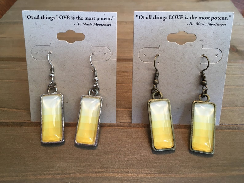 Shades of Color Box 3 Montessori inspired earrings Yellow image 2