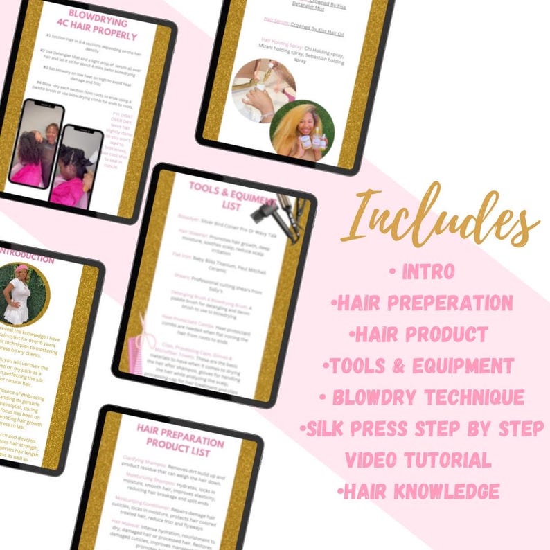 Step By Step Tutorial Silk Press Natural Hair Guide Etsy
