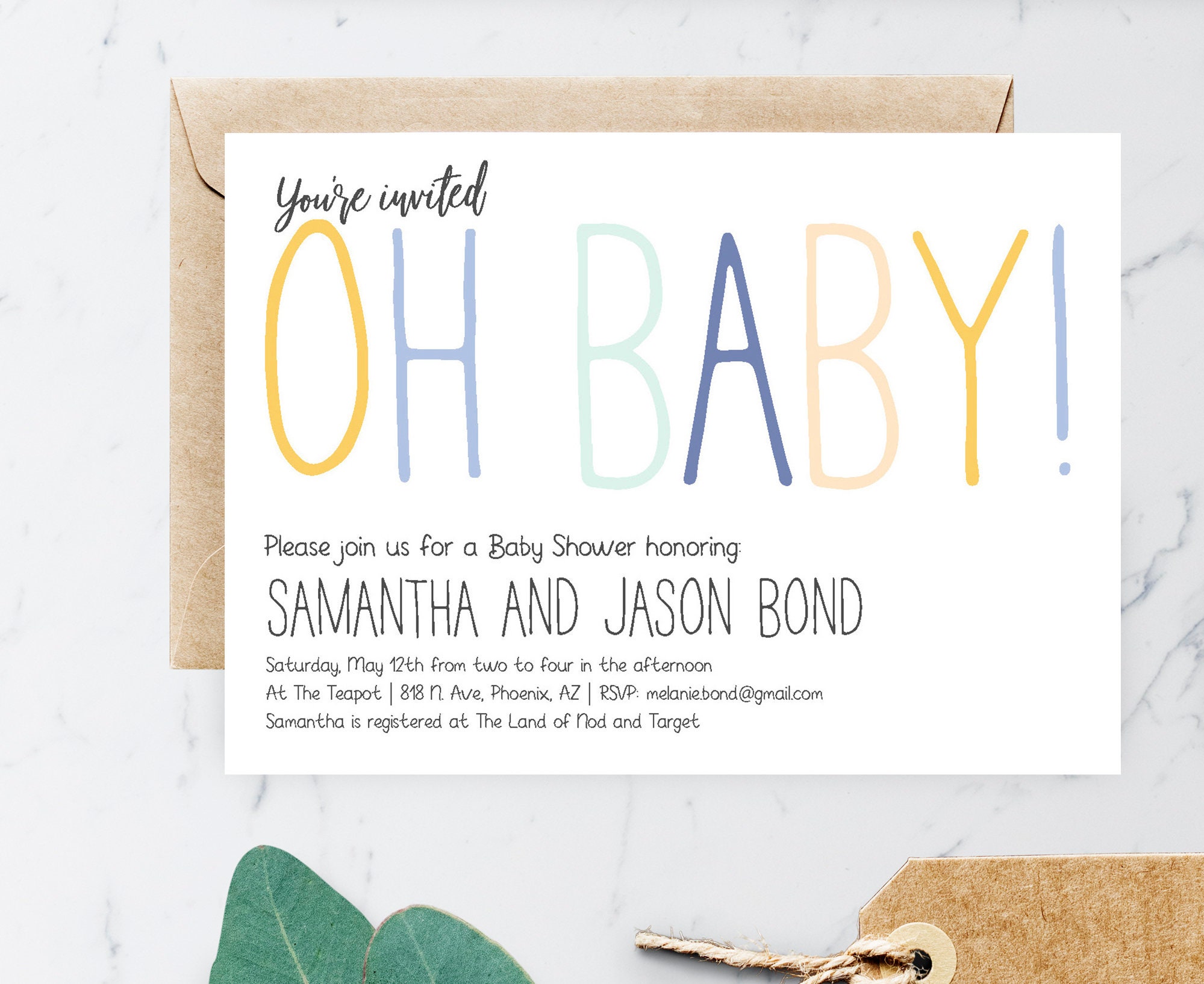 Oh Baby Baby Shower Invitation Template INSTANT DOWNLOAD Etsy