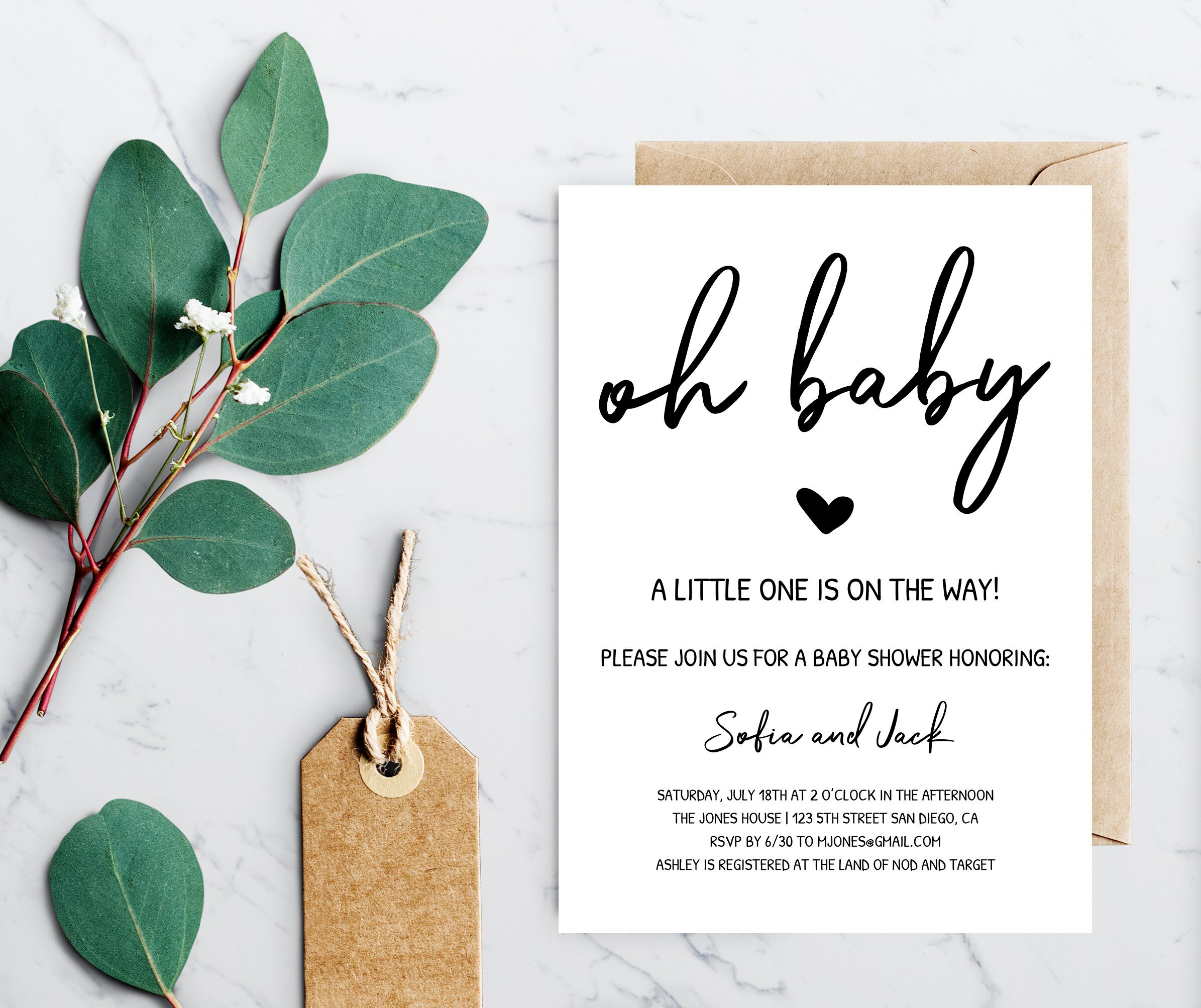 Oh Baby Baby Shower Invitation Template INSTANT DOWNLOAD Etsy