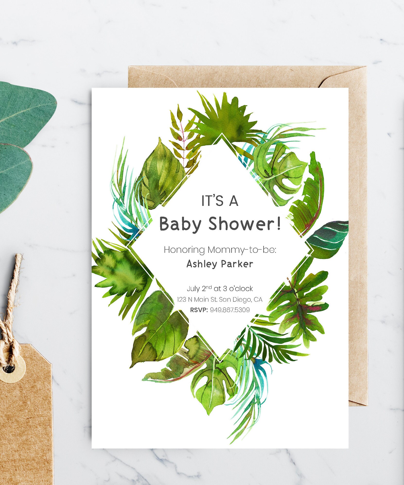 Tropical Baby Shower Invitation Invitations INSTANT Etsy
