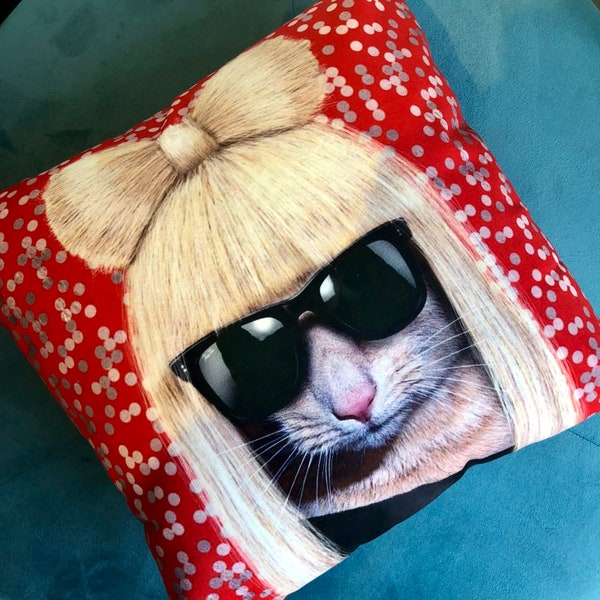 Lady GaGa - Cat - Decorative Pop Art Pillow