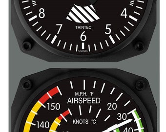 Trintec Classic Aviation Inspired Instrument Clock/Thermometer Console Set 6 different styles including Cessna choose which one you want!