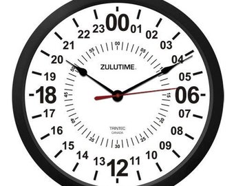 Trintec 10" ZULUTIME™ White Face Or Black Face  24-Hour Clocks Choose Which One You Want Or Buy Both!