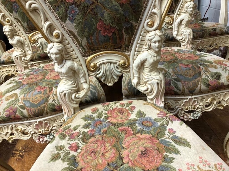 Baroque Rococo Rocking Chairs RARE Antique Italian Rococo Baroque Set of 6 Chairs With Statues Bust ...
