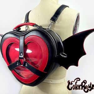 Black Heart Anime Ita Bag - Ita Backpack - Ita Bag Crossbody - Ita Bag Purse - Ita Bag Accessories - Anime Pin Bag - Kawaii Ita Bag