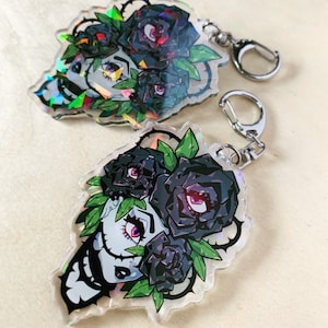 Gothic Rose | Charm | Acrylic Charm | Hologram | Holographic | Keychain | Creepy | Kawaii | Cute | Spooky | Gift