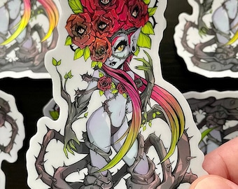 Holographic Foil Anime Girl Flora Large Vinyl Sticker