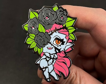 Flora Plant Girl Enamel Pin: Chibi Anime with Glitter Detail