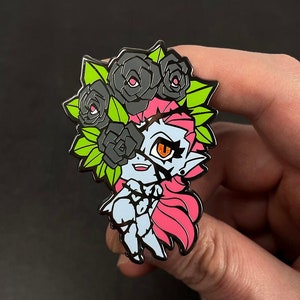 Flora Plant Chibi Anime Girl Hard Enamel Pin | Anime Girl Enamel Pin | Plant Girl Pin | Kawaii Cute Pin | Monster Girl Pin | Spooky pin
