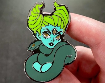 Serpent Anime Girl Hard Enamel Pin: Lady Viper, Spooky Kawaii