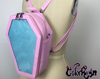 Pink Spooky Coffin Anime Ita Bag backpack - Ita Bag Crossbody - Ita Bag Purse - Ita Bag Insert - Anime Pin Bag - Kawaii Ita Bag