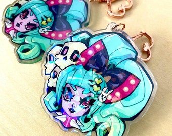 Gothic Lolita Holographic Arcylic Keychain Charm | Anime Girl Charm | Cute Kawaii Charm | Lolita Pastel Goth Charm | Anime Acrylic Charm