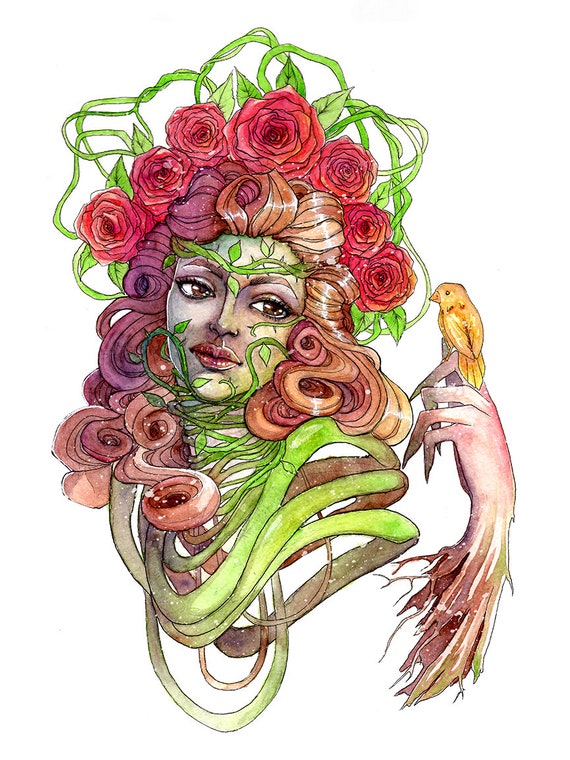 Mother Nature Druid Nature Bird Anime Print Art Etsy Merlin, a wizard who appears in arthurian legend and is presented as a druid in browse druid's history of watching anime. mother nature druid nature bird anime print art print cute kawaii watercolor vines plant plants animal