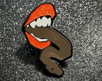 Snake Fangs Hard Enamel Glitter Pin | Creepy Pin | Gothic Pin | Edgy Punk Rock Gift