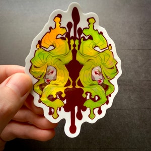 Floating Heads Holographic Foil Sticker | Spooky | Creepy | Anime Girl Kawaii | Vinyl | Hallowenn Gift