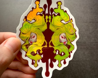 Floating Heads Holographic Foil Sticker | Spooky | Creepy | Anime Girl Kawaii | Vinyl | Hallowenn Gift