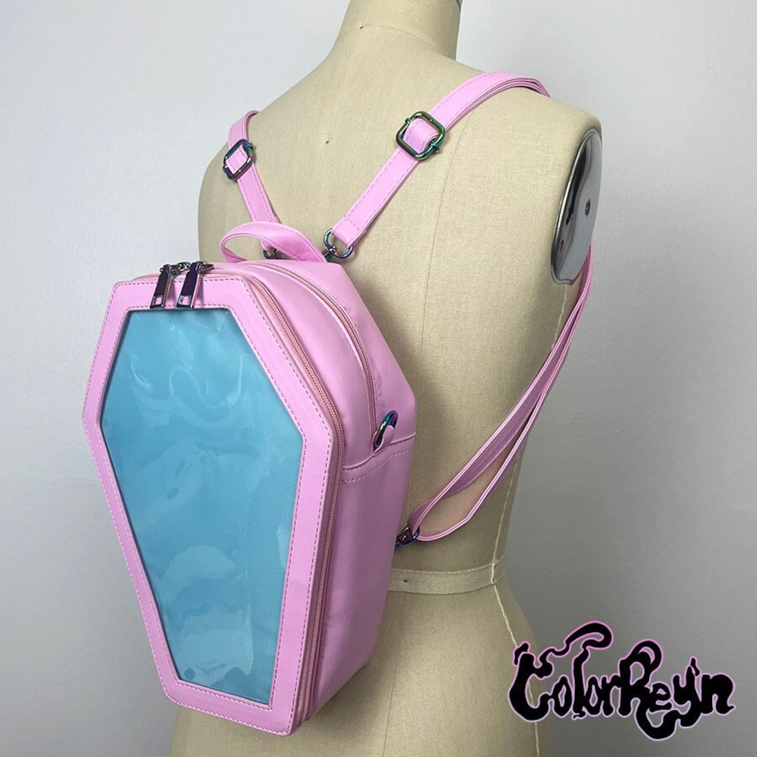 Coffin Shape Ita Backpack with Removable Insert, Faux Leather, Pin Display Amazon.com: KJCLNL Goth Coffin Ita Bag Pins Display Backpack  main image 3