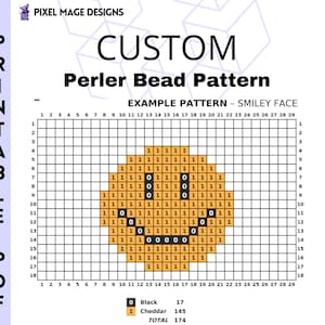 Custom Perler Bead Patterns - PRINTABLE Size for Use with Standard Clear Pegboards!