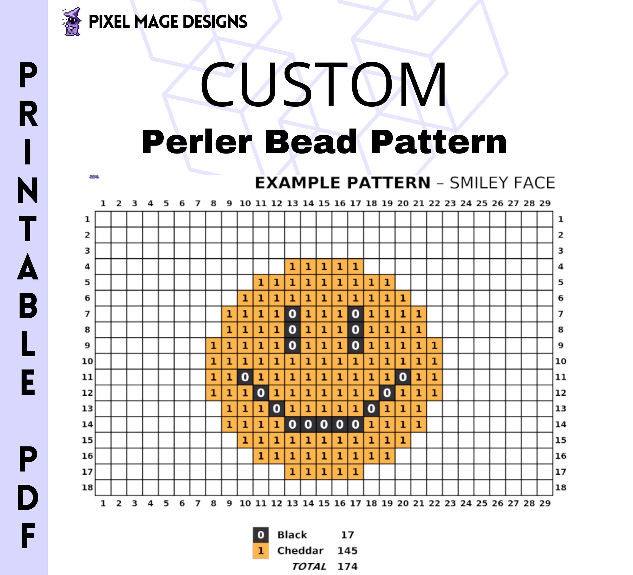 Halloween Black Cat PATTERN for Perler Beads or Cross Stitch 