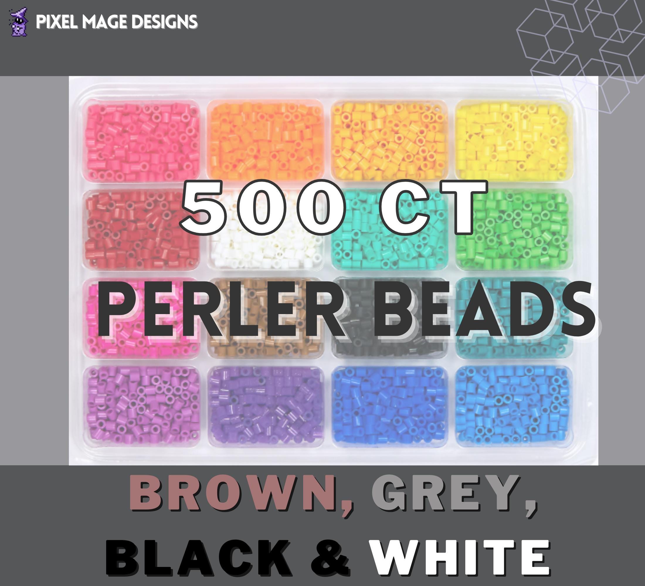 Perler Beads 500 Count in Brown, White, Black Shades Standard