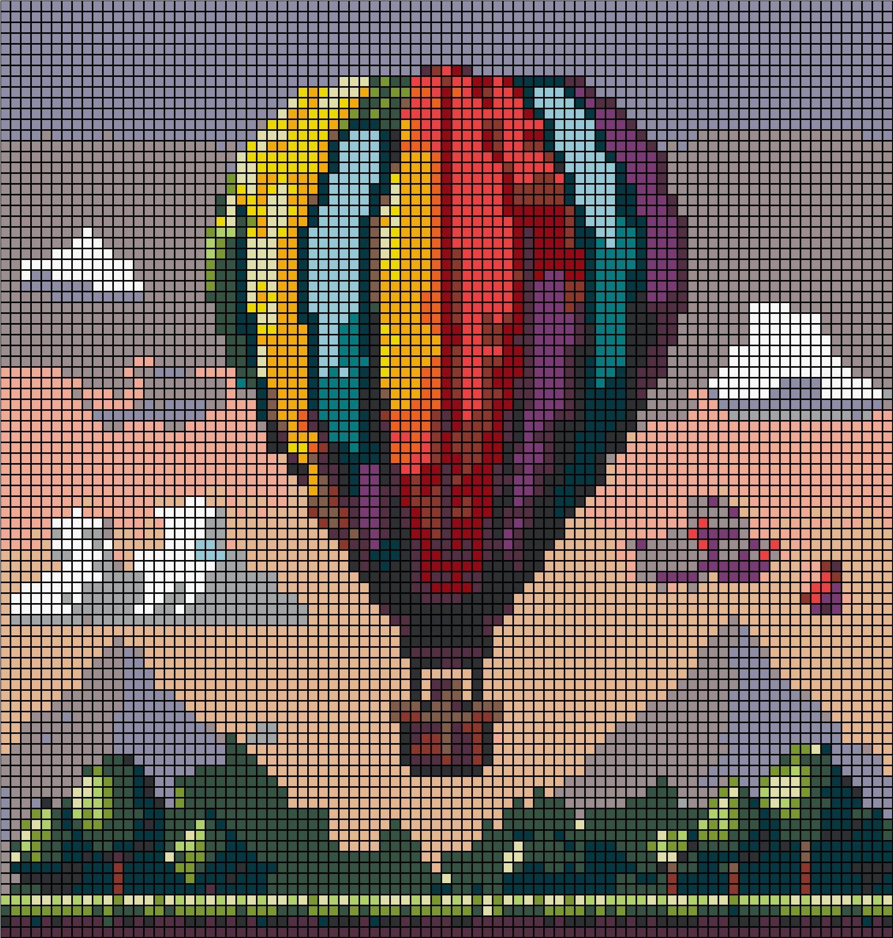 Hot Air Balloon Perler Bead Pattern Printable (standard 5mm