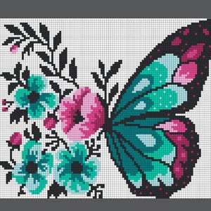 Butterfly Flower Garden Perler Bead Pattern - DIY Arts and Crafts | PDF Instant Download