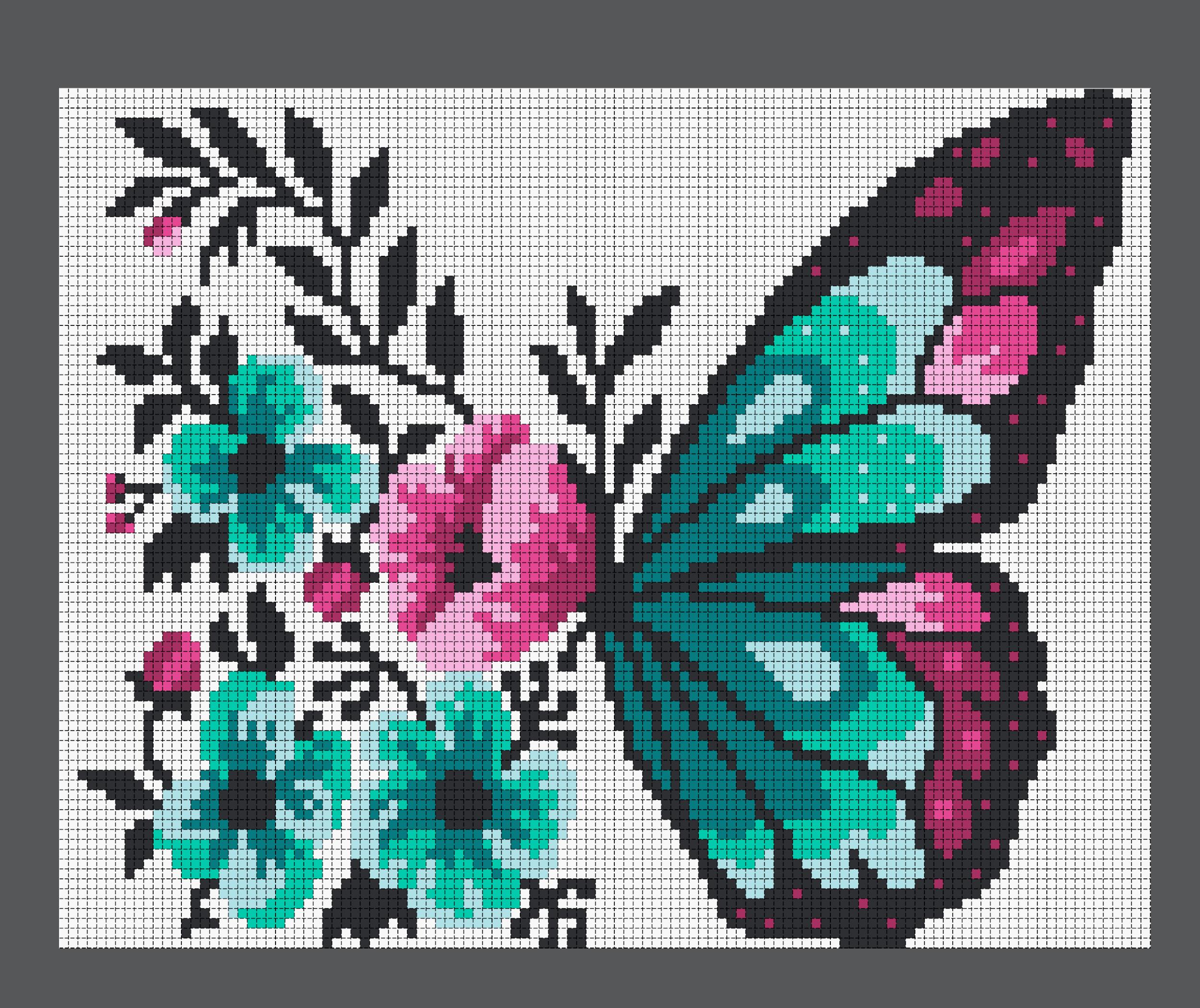 Butterfly Flower Garden Perler Bead Pattern DIY Arts and Crafts