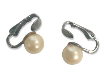 Vintage Faux Pearl Clip On Earrings