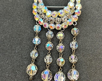 Smashing Large Rhinestone Crescent Moon Pin