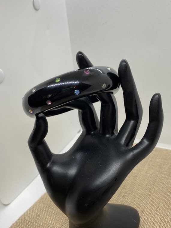 Plastic Rhinestone Bangle Bracelet - image 3