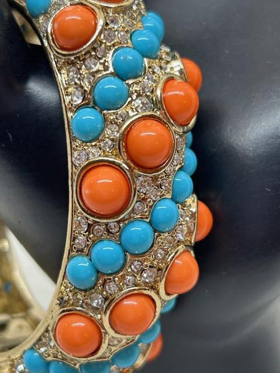 Kenneth J Lane Coral and Turquoise Clamper Bracel… - image 3