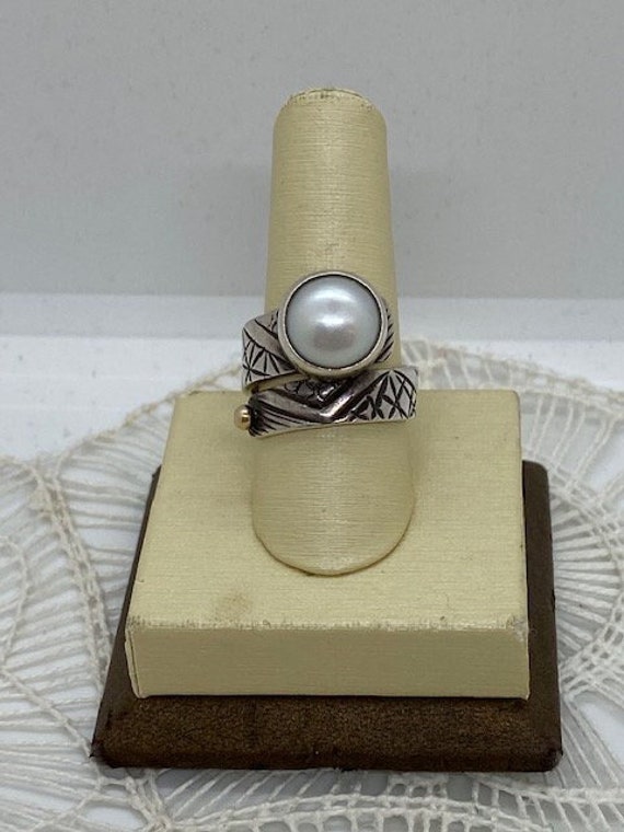 Handcrafted Pearl and Sterling Ring