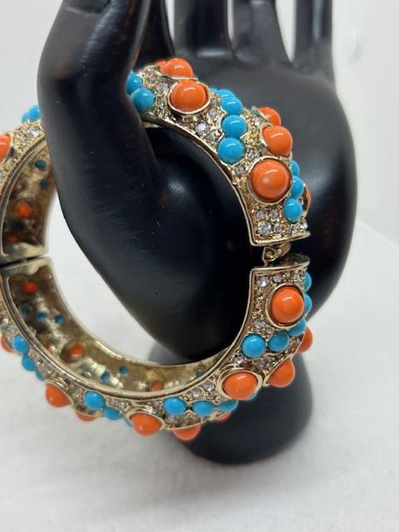 Kenneth J Lane Coral and Turquoise Clamper Bracel… - image 5