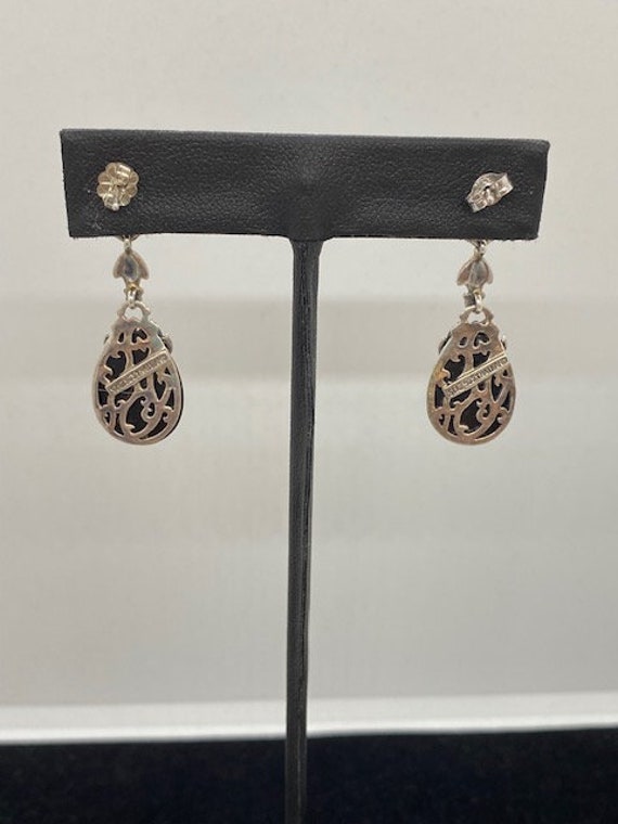 Onyx and Silver Marcasite Pierced Earrings - image 3