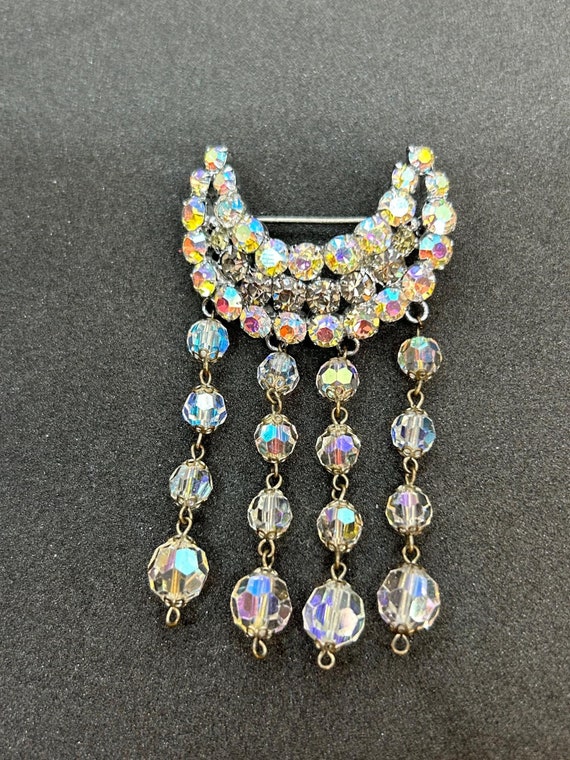 Smashing Large Rhinestone Crescent Moon Pin - image 1