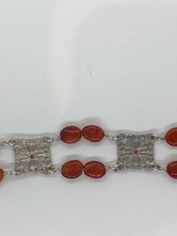 Silver Carnelian Handcrafted Bracelet - image 2