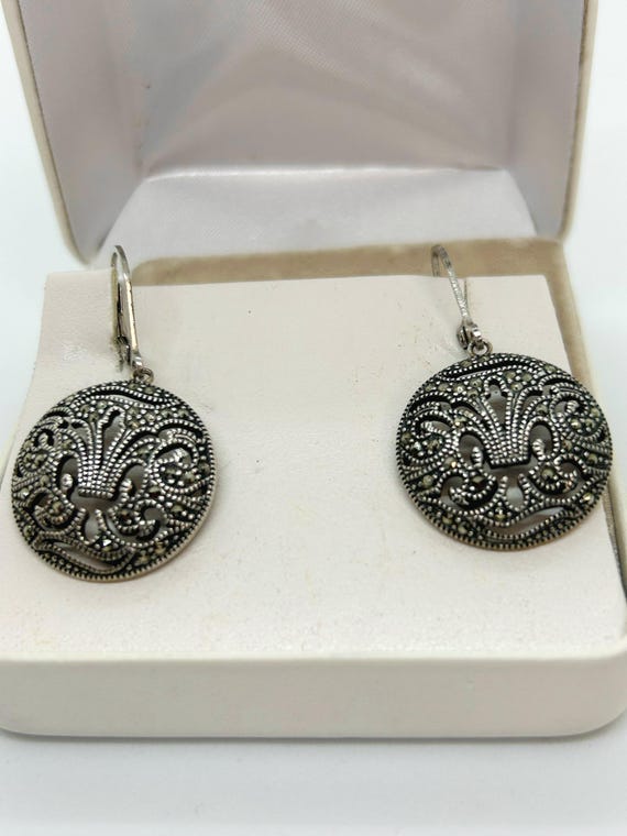 Judith Jack Sterling and Marcasite Dangle Earrings