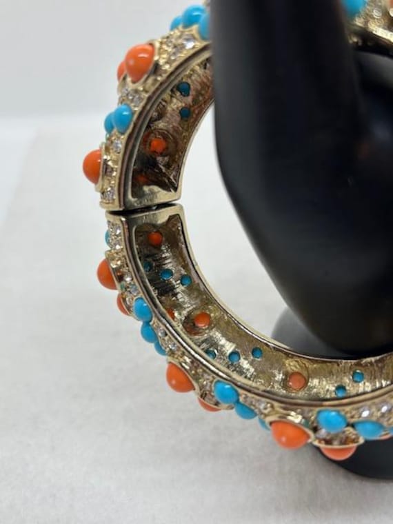 Kenneth J Lane Coral and Turquoise Clamper Bracel… - image 7