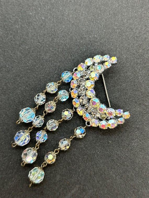 Smashing Large Rhinestone Crescent Moon Pin - image 3